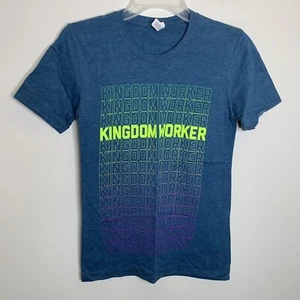 Camisa de lona para mujer XS azul/verde Kingdom Worker Jesus Got Religion manga corta - Imagen 1 de 4