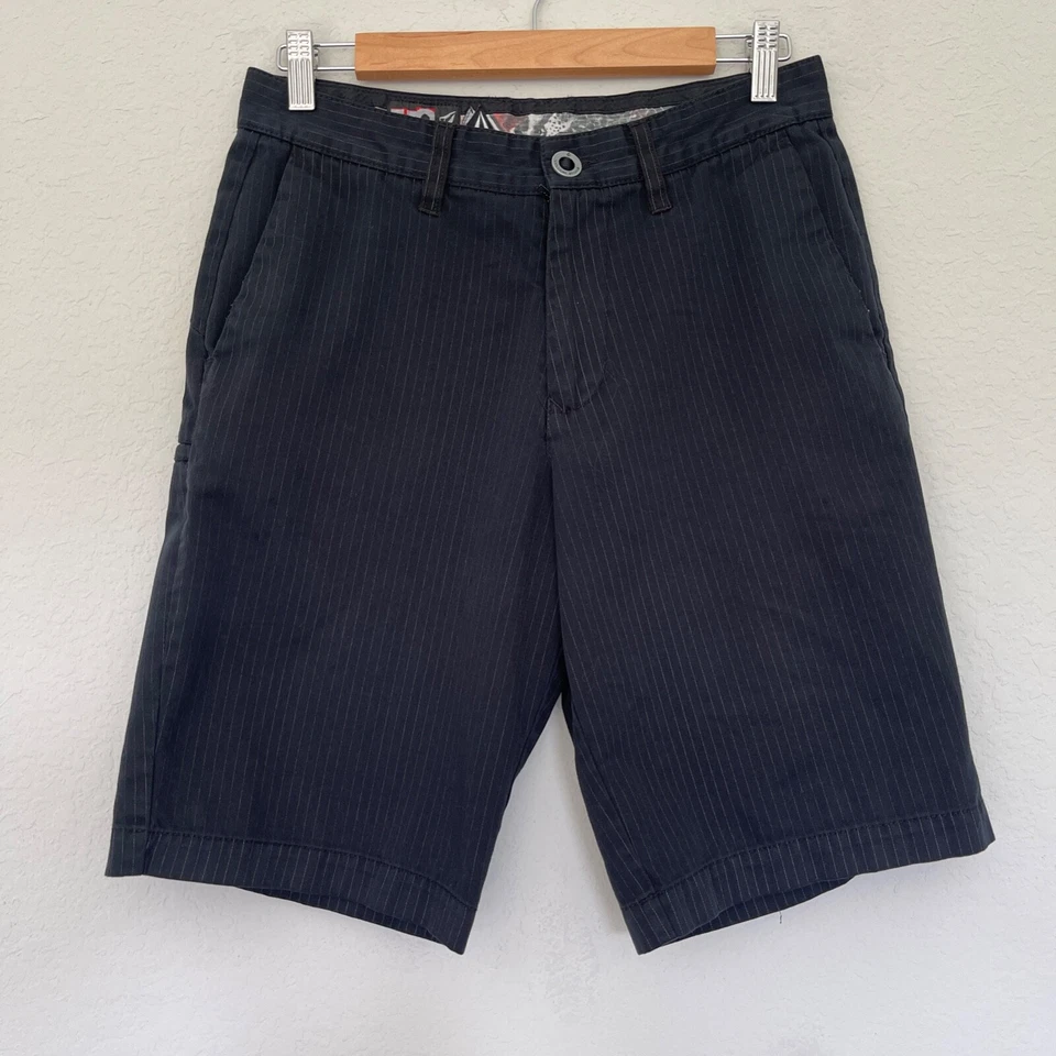 Шорты мужские Volcom Chino размер 29 черные 10 дюймов по внутреннему шву в полоску карман для груза повседневные - Изображение 1 из 4