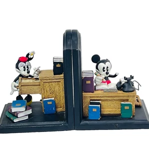 Disney Mickey and Minnie Mouse Sitting at Office Desk Bookends Figi Graphics - Picture 1 of 10