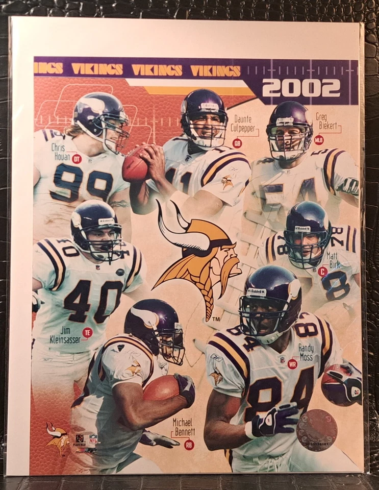 Foto brillante compuesta 8x10 Randy Moss 2002 Minnesota Vikings Team Foto 1 de 1
