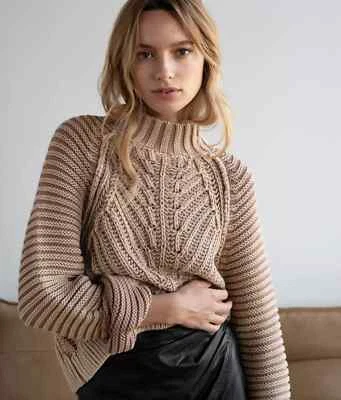 Nuevo Suéter Free People Sweetheart Talla Grande Grueso Tejido Cuello Simulado Pullover Foto 1 de 4