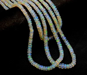 AA+ Ethiopian Opal Faceted Rondelle 16 Inch Strand 3-5.5 MM Gemstone Beads Gifts - Picture 1 of 4