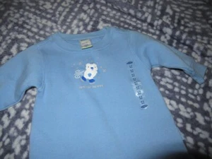 NWT Old Navy blue skating bear sweatshirt romper baby boys 0-3 m free ship USA - Picture 1 of 1
