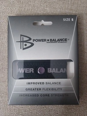 Rare Material POWER BALANCE bracelet Size Small Black With Gray Print - Image 1 of 2