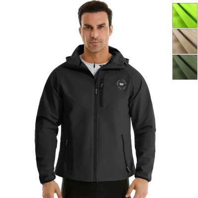 Men's Cycling Jackets Thermal Windproof Bike Sports Hood Coat with Zip Pockets - Image 1 of 4