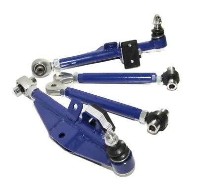 Brazos de control inferiores delanteros + varillas de tensión de ángulo alto aptas para 89-94 S240SX 180SX AZUL Foto 1 de 4