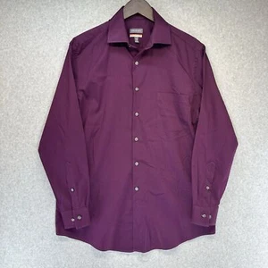 Van Heusen Mens Dress Shirt Size 15-15.5 32/33 Medium Purple Button Up - Picture 1 of 9