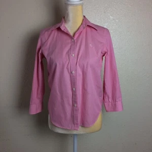 RALPH LAUREN PETITE WOMENS NON-IRON SHIRT *SMALL PETITE & PINK/WHITE STRIPE* - Picture 1 of 10