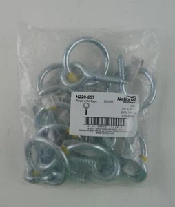 National Hardware 2062BC 3/8x3-1/2" Rings w/Sc Eyes N220-657 Pack of 10 NIP - Picture 1 of 3