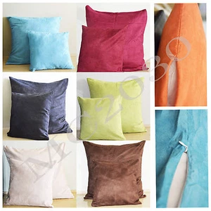 Solid Suede Colors Plain Design Decor Pillow Case Cushion Cover Square 45x45cm - Picture 1 of 9