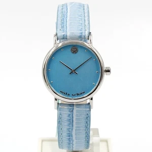OROLOGIO MILA SCHON Cinturino Pelle Azzurro Analogico Donna Elegante Nuovo - Picture 1 of 3