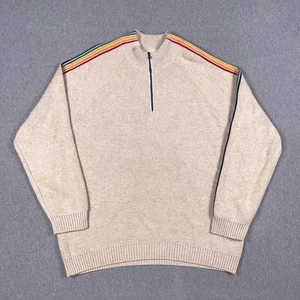 Marine Layer Sweater Mens XL Archive Krew Quarter Zip Oatmeal Heather Striped - Picture 1 of 10