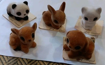 Lote de 5 Animales Bebé Flocados Josef Originales De Colección Panda Cervatillo Cachorro Conejo Gatito Foto 1 de 4