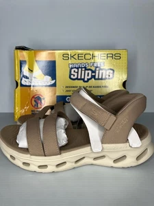 Skechers Sandalen Damen Größe 7 Taupe Go Walk Glide-Step 23 Slipper Ela 141269 - Bild 1 von 8