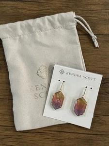 Kendra Scott Hallie Drop Earrings Gold Tone Sunrise Watercolor Illusion $75 New - Picture 1 of 4