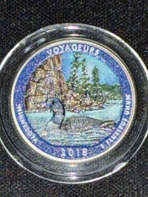 Voyageurs 2018p America The Beautiful Colorized Washington Quarter UNC  - Image 1 of 4
