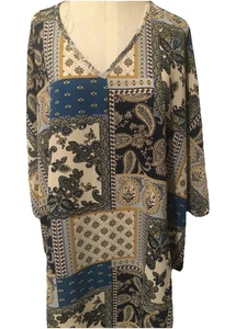 Spin Boutique Damen blau Kimono Stil Patchwork Paisley Blumenmuster Plus Top Gr. 3x - Bild 1 von 8