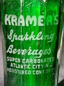 Antik Grün. Kramer's Sparkling Beverage Co. Soda Seltzer Siphon Flasche um 1900 - Bild 1 von 2