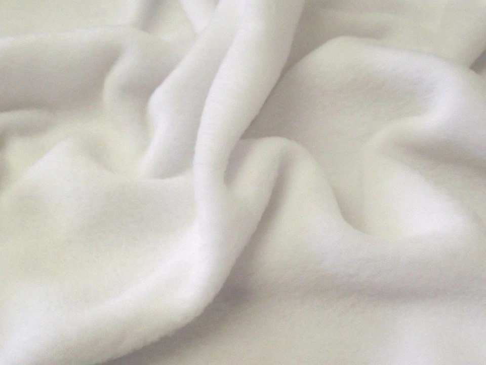 QUALITY Anti Pil Polar Fleece Fabric Material - WHITE - Image 1 of 1