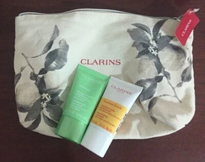 New Clarins Travel Size Duo SOS Pure Clay Mask + Comfort Scrub 15mL Cosmetic Bag - Picture 1 of 3