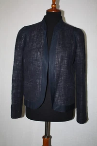 Classiques Entier Navy Blue Linen Blend Open Blazer Suit Jacket Size M - Picture 1 of 6