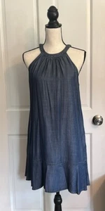 Laju Denim Tencel Neckholder Swing Kleid mit Taschen Gr. Small - Bild 1 von 3