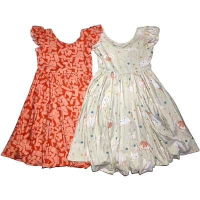 Lote de vestido redemoinho 2 pontos sorriso meninas tamanho 7 bege animal festa império vermelho - Imagem 1 de 3