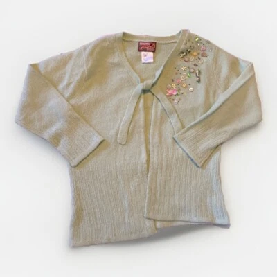 Suéter Corbata Manga Larga April Cornell Verde Claro XS Botón Lentejuelas Foto 1 de 4