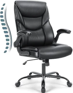 Leather Home Office Desk Chair Adjustable Swivel Rolling Wheels Computer Chair - Picture 1 of 31