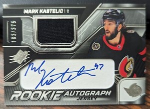 2022-23 UD SPx Mark Kastelic #MK Rookie Autograph Auto Jersey 183/375 Senators