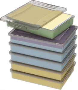 6 Pack Plastic Multi-Purpose Storage Box with Latching Lids, Gray A4 - Picture 1 of 6