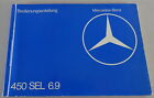 Istruzioni D'uso Mercedes W116 450 Sel 6.9 Litro Classe S Stand 05/1976