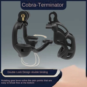 （Cobra - Terminator）Dual Lock Design Mamba Chastity Cage Breathable with 4 Rings - Picture 1 of 12