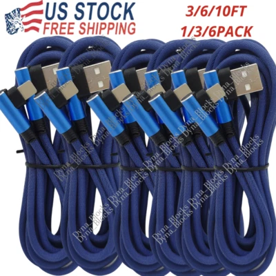 Cable Cargador USB Codo 90 Grados 3/6/10FT para iPhone 13 12 11 XR Cable de Carga Foto 1 de 4