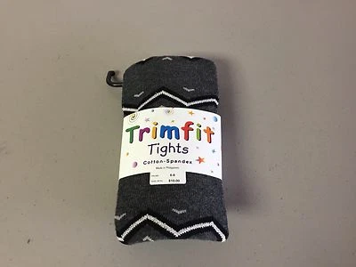 NWT Girl's Trimfit Cotton/Spandex Tights Size 6-8 Oxford Heather w/ Design #128R Foto 1 de 2