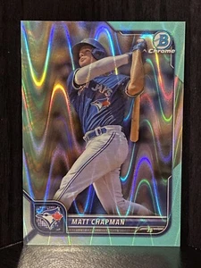2022 Bowman Chrome Matt Chapman #2 Aqua RayWave rifrattore parallelo #'d 102/199 - Foto 1 di 2