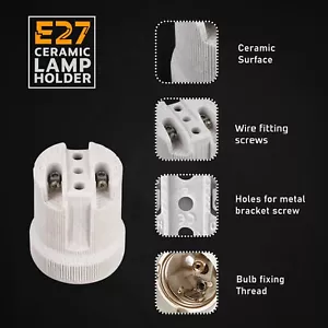 KERAMIK Porzellan ES27 E27 EDISON SCHRAUBE Glühbirne Typ 2 Lampenhalter - Bild 1 von 16