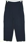 St. John Collection by Marie Gray Sz 6 Wide Leg Cropped Knit Pants Navy Pleated