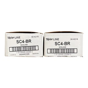 Taylor Line Ilco SC4-BR Key Blanks 100 Keys (2x 50 Pack) Brass Schlage SC4 Cut - Picture 1 of 4