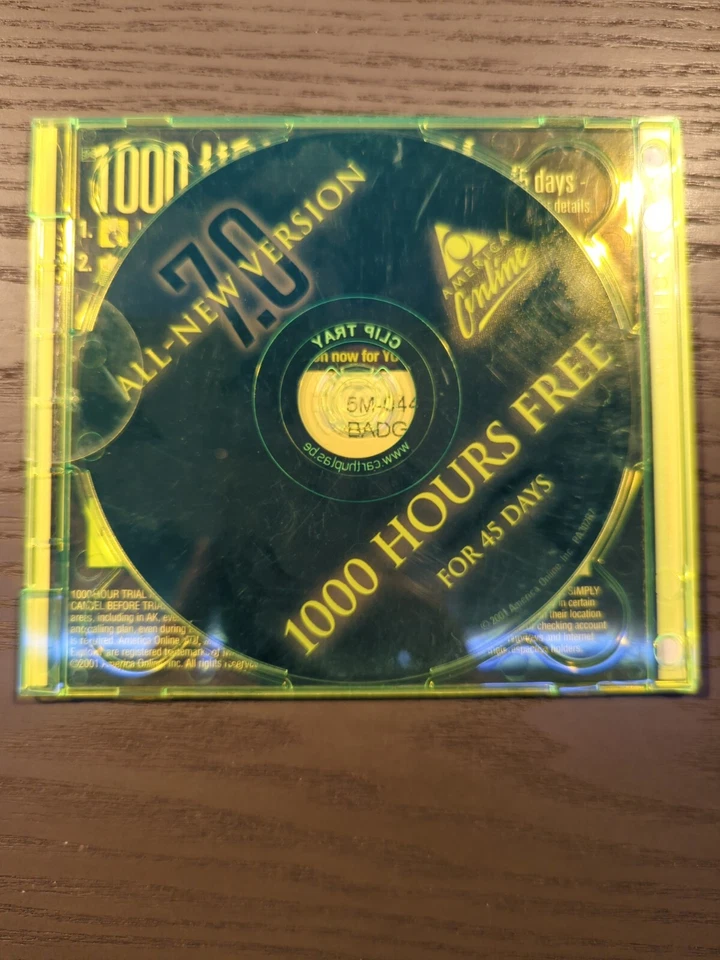 All-New Version 7.0 AOL CD - New & Sealed Vintage - Neon Green & Purple Case - Image 1 of 2