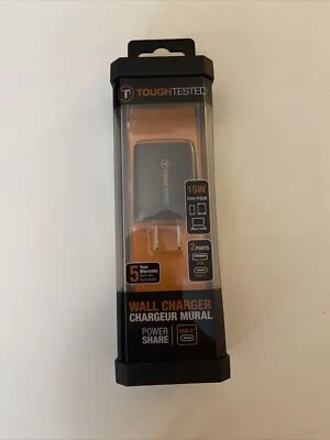 MIZCO TOUGHTESTED TTA15CA USB-C DUAL AC CHARGER 15W - Image 1 of 4