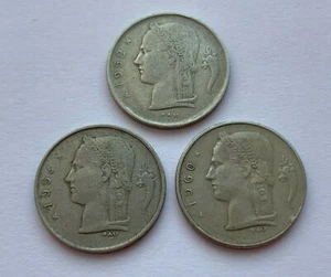 LOT OF 3 BELGIAN 1 FRANC 1952, 1953 AND 1960 COINS - Picture 1 of 10