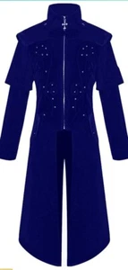 Mens Vintage Victorian Steampunk Jacket, Gothic Medieval COSTUME M - BLUE - Picture 1 of 7