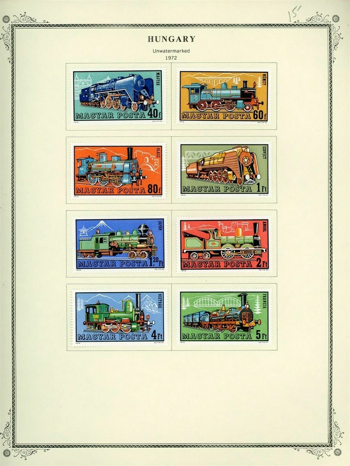 Juego de locomotoras de trenes y ferrocarriles Hungría 1972 MH Mi. Página de álbum 2730A-2737 #135 Foto 1 de 1