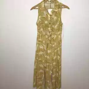 Boutique Lady Bye tropical midi dress mustard yellow NWT New size small lined - Picture 1 of 4