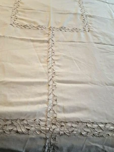 Madeira bestickt Schnittarbeit creme beige ecru 65 x 80 Tischdecke 7 Servietten Vintage - Bild 1 von 10