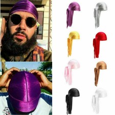 Men's Women's Premium Silky Durag Satin Wave Cap Doo Rag Hat Bonnet Head Wrap