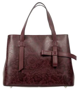 Henkeltasche Leder Made in Italy Rot Leder Handtasche Handbag Leather Chianti - Picture 1 of 3