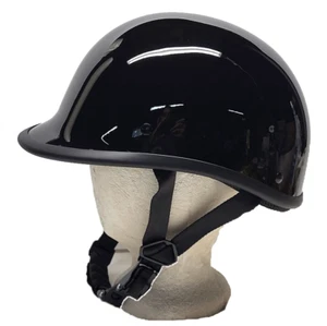 CASCO ESTILO POLO JOCKEY NEGRO BRILLANTE BAJO PERFIL MOTOCICLISTA MOTOCICLETA NOVEDAD TAPA - Imagen 1 de 4