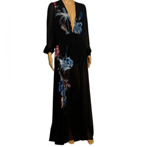 Bebe Women's 4 Black Floral Deep V Maxi Dress w/ Shorts Party/Cocktail - Picture 1 of 8
